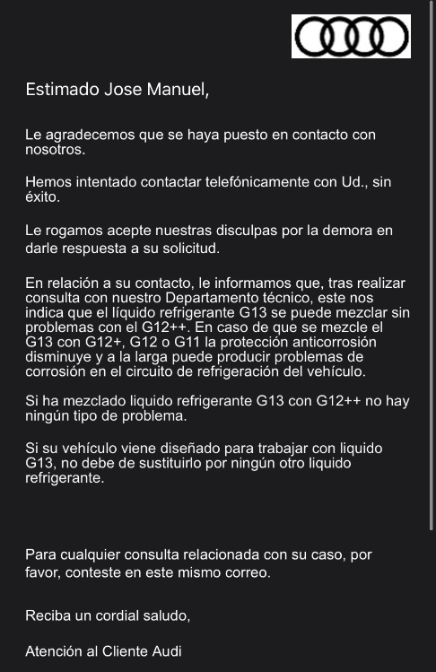 Rellenar refrigerante G13 con G12 - Página 3 - Mecánica Audi A3 8V -  Audisport Iberica