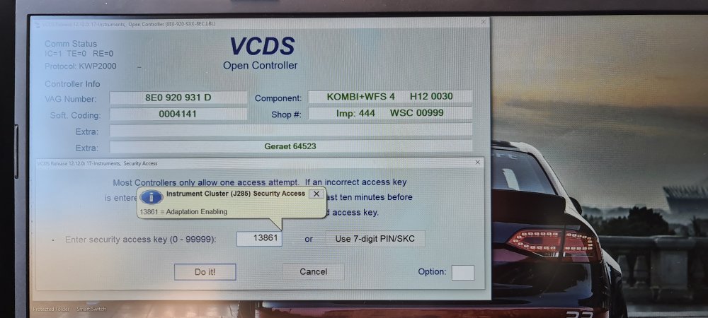 Security acces code al intentar adaptar nueva llave - Vag-Com Audi A4 B6/B7  - Audisport Iberica